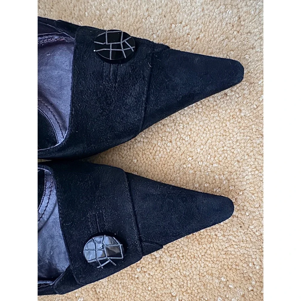 VIA SPIGA Italy‎ Black Suede Pointed Toe Slingback Heels Classy Dress Women Sz9